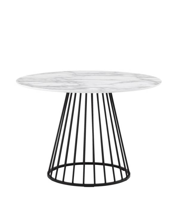 Стол обеденный Stool Group Ливерпуль FDC7012 marble DUAL белый мрамор черная ножка 110x110x75