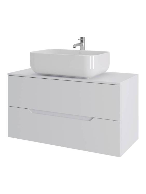 Тумба с раковиной Orange Line Li-100TuwMDF+B03-600W белая матовая, 100 см