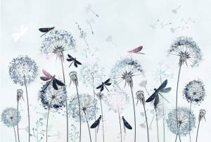 3D Фотообои Artegrafico «Одуванчики с волшебными стрекозами» PD-027 канвас