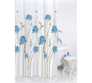 Штора для ванной Bath Plus Flowers Blue ch16007/0 180x180, бежевый, голубой