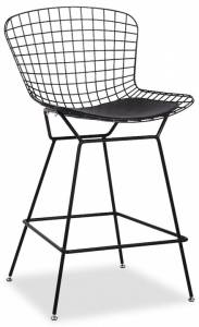Стул барный Stool Group Bertoia BTY-24L-P6 BL/BL с черной подушкой