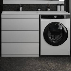 Тумба с раковиной Style Line Даллас 140 L люкс, белая 3 ящика