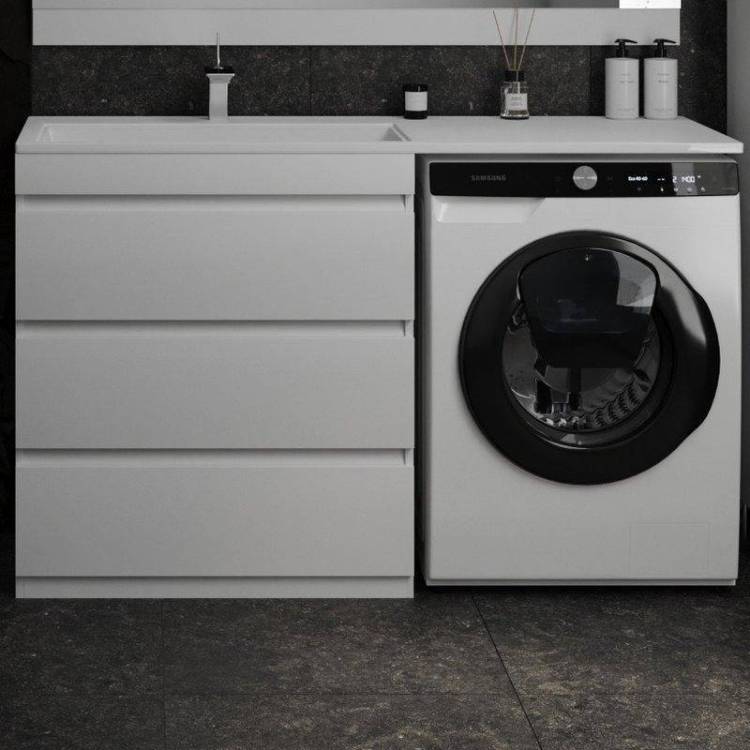 Тумба с раковиной Style Line Даллас 140 L люкс, белая 3 ящика