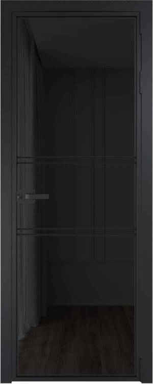 Межкомнатная дверь Profil Doors 2 AX цвет профиля Черный, стекло безопасное 6 мм черное тонированное 800x2000