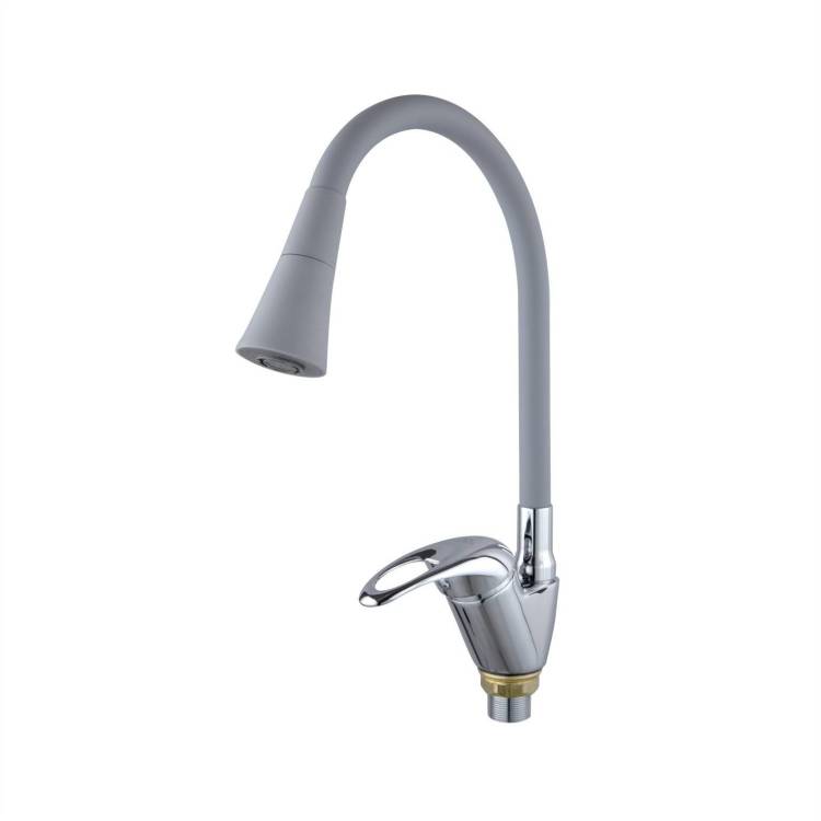 Смеситель для кухни Fashun A4403+A7357 с гибким изливом, серый хром