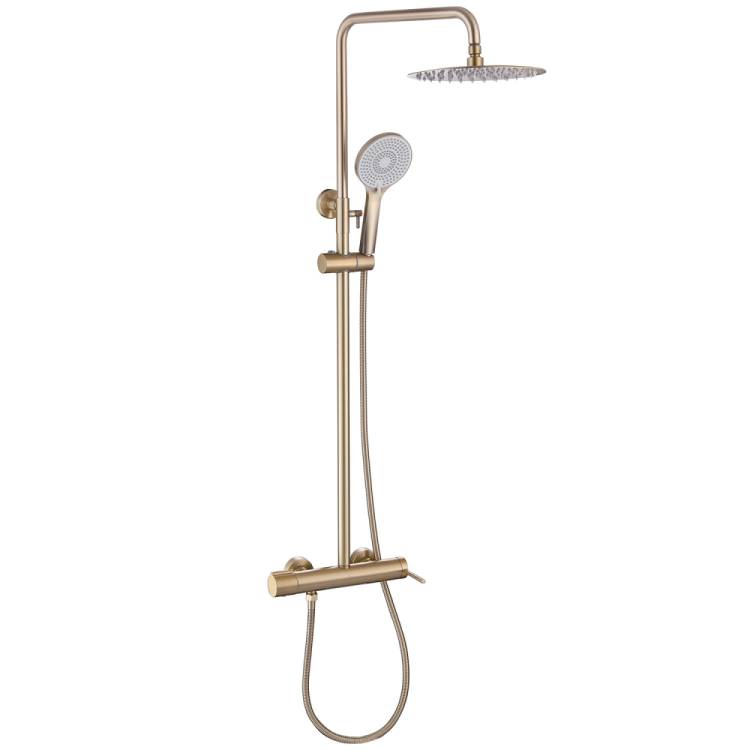Душевая стойка Abber Emotion AF8816GL с изливом, золото матовое