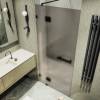 Душевая дверь в нишу MaybahGlass MGD-503-6 с добором на петлях, стекло бронза матовая, профиль черный, 1950x1000 фото 2