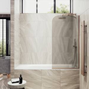 Шторка на ванну MaybahGlass MGV-138-2у стекло бронза матовая, профиль бронза, 1400x540