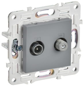 ТВ-розетка TV+SAT IEK Skandy SK-AF20-O-K03 серый