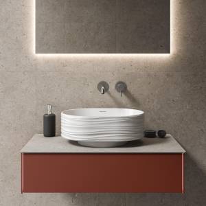 Тумба с раковиной Kerama Marazzi Magica венецианский красный матовый, 90 см, раковина SA.wb.50\WHT