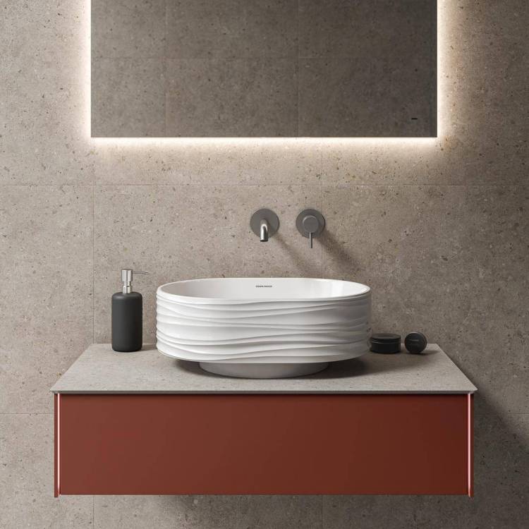 Тумба с раковиной Kerama Marazzi Magica венецианский красный матовый, 90 см, раковина SA.wb.50\WHT