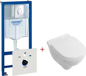 Комплект  Система инсталляции для унитазов Grohe Rapid SL 38750001 4 в 1 с кнопкой смыва + Унитаз подвесной Villeroy&Boch O.Novo 5660 H101 alpin