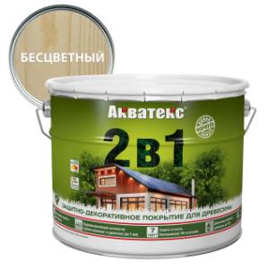 Защитно-декоративное покрытие для дерева Акватекс 2 в 1 алкидное полуматовое бесцветное 9 л