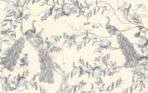 Бесшовные Eco обои Ortograf Flora 31144 Paradise Peacocks platinum Ворс+ ОЕ+