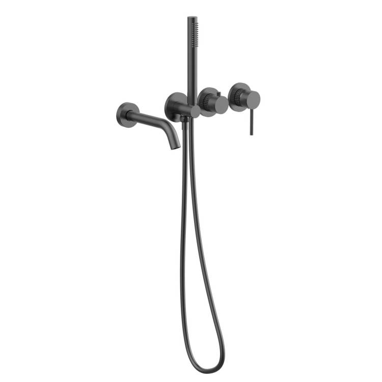 Смеситель для ванны Vincea Groove VBTW-4G1GM встраиваемый, вороненая сталь