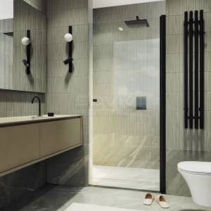 Душевая дверь в нишу MaybahGlass MGD-1670-6 профиль черный, стекло прозрачное, 198x70