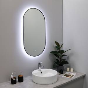 Зеркало Fixsen FX-3080B с LED подсветкой, черное, 40х80 см