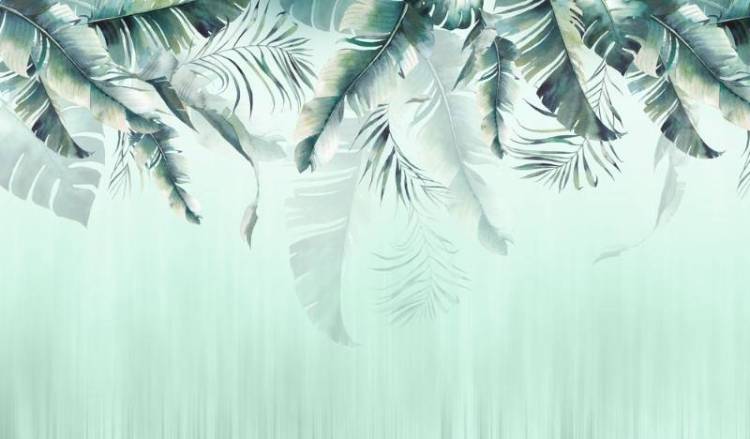 3D Фотообои Artegrafico «Изумрудный букет тропических листьев» FLV-015 песок