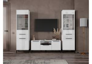 Стенка в гостиную Woodville Иадама 620140 белый, белый глянец комплектация 4