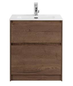 Тумба с раковиной Belbagno Kraft 39 KRAFT39-500/390-2C-PIA-RT 50x39x83 Rovere Tabacco напольная с фрезерованными ручками по всей длине фасада с двумя выкатными ящиками