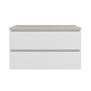 Тумба с раковиной Vincea Luka Soft-Touch (Люка Софт-Тач) 80 матовый белый, раковина жасмин