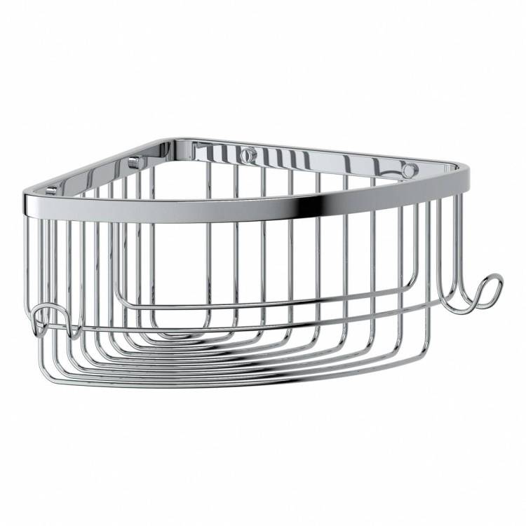 Полка Artwelle Universell 4133 с крючками, угловая, 19 см, хром