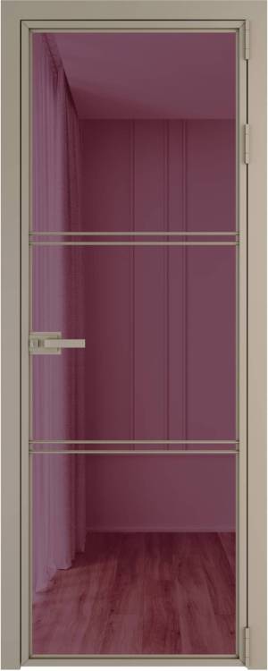 Межкомнатная дверь Profil Doors 3 AX цвет профиля Никель матовый, стекло безопасное 6 мм фиолетовое шпион 800x2000
