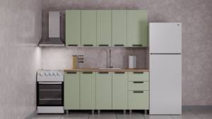 Гарнитур кухонный Аленушка Лаванда Н00231874 фисташка, скоба черный, сонома 1.6 м