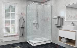 Душевой уголок AvaCan FC-120-SC100 профиль хром, стекло прозрачное, 140x100x195