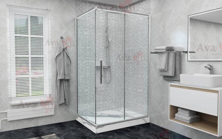 Душевой уголок AvaCan FC-120-SC100 профиль хром, стекло прозрачное, 140x100x195