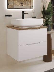 Тумба с раковиной BOND Cube T99605-S13500 белая, дуб, 60 см