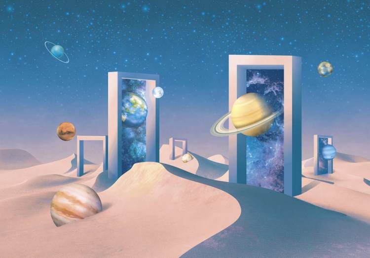 Бесшовные Eco обои Ortograf Гармония 34803 Outer space Жемчуг ОЕ-Р3