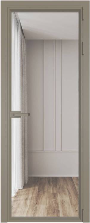 Межкомнатная дверь Profil Doors 1 AV цвет профиля Никель матовый, стекло безопасное 6 мм прозрачное 800x2000