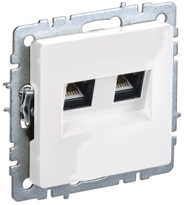 Розетка компьютерная RJ45 2-местная IEK Brite BR-K20-2-K01 белый