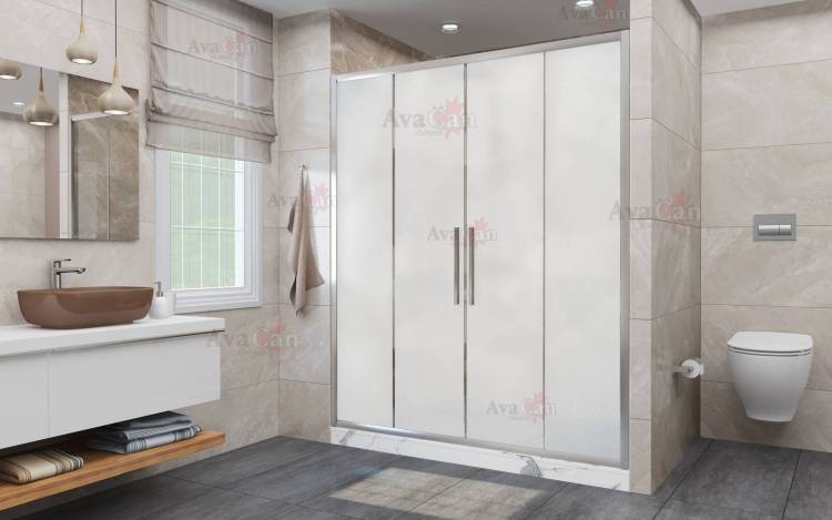 Душевая дверь в нишу AvaCan FC2-190MT профиль хром, стекло матовое, 210x195