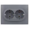 Розетка 2-местная с заземлением IEK Skandy SK-R21-16-K03-F серый фото 2