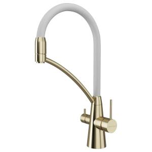 Смеситель для кухни Paulmark Siegen Si213111-LGw с гибким изливом, светлое золото