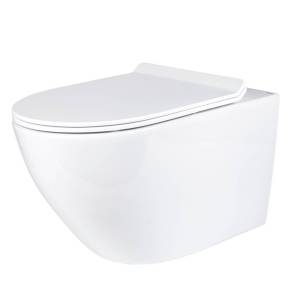 Унитаз подвесной BOND Oval F01-10Long безободковый, с крышкой-сиденьем микролифт (распродажа)