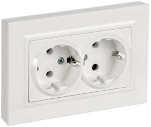 Розетка 2-местная с заземлением IEK Brite BR-R27-16-K01-F белый