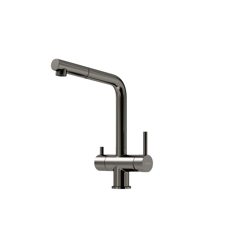 Смеситель для кухни Sancos Spin SC4015GG с вытяжным изливом и краном для фильтрованной воды, вороненая сталь
