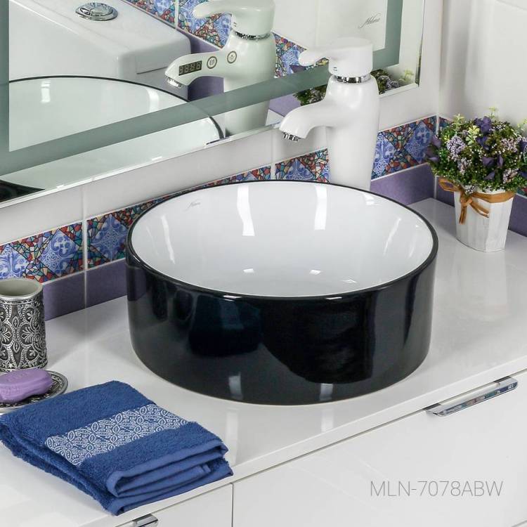 Раковина Melana 7078ABW-805 MLN-7078ABW 40 см, черно-белая