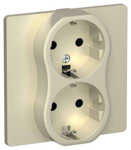 Розетка 2-местная с заземлением IEK Flite FI-R21C-16-K37 шампань