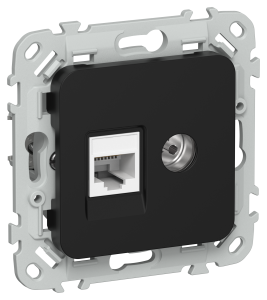 ТВ-розетка+Ethernet RJ45 IEK Flite FI-AK22-2-K02 черный