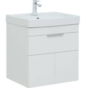 Тумба с раковиной Aquanet Ирис new 60 312425 подвесная, белый глянец