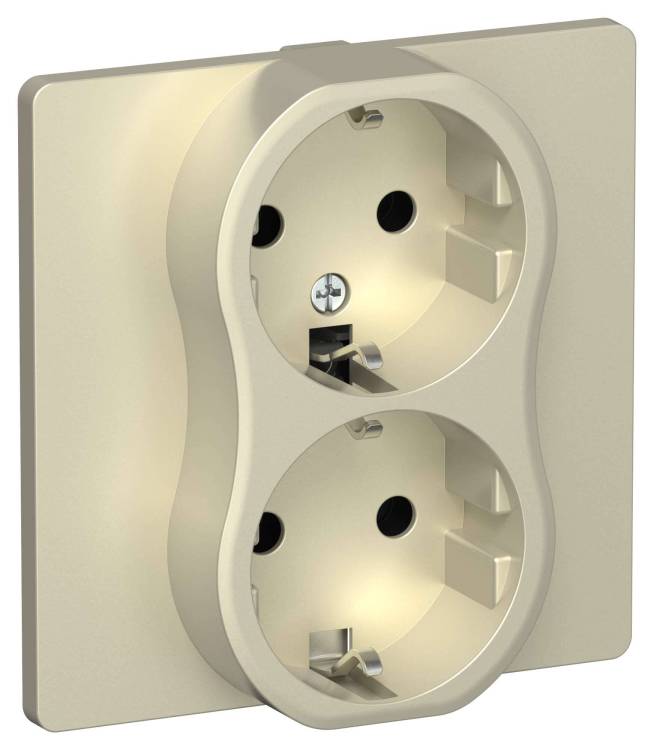 Розетка 2-местная с заземлением IEK Flite FI-R21C-16-K37 шампань