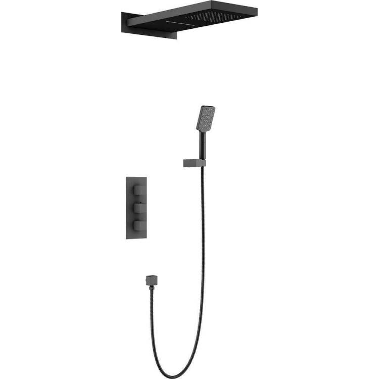 Душевой комплект Timo Petruma SX-5039/03SM черный, с термостатом