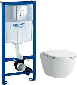 Комплект Инсталляция Grohe Rapid SL 3 в 1 с кнопкой смыва + Унитаз Laufen Pro Rimless безободковый
