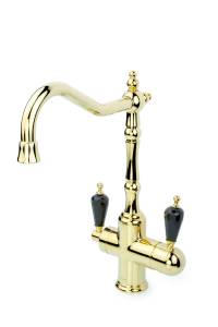 Смеситель для кухни Boheme Tradizionale Oro 112-BSW с подключением фильтра питьевой воды, с черным кристаллом SW