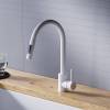 Смеситель для кухни Dorff Logic D3007533 с вытягивающимся изливом, белый фото 6