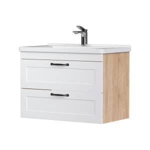 Тумба с раковиной Equil Lago 80 подвесная, белый, дерево